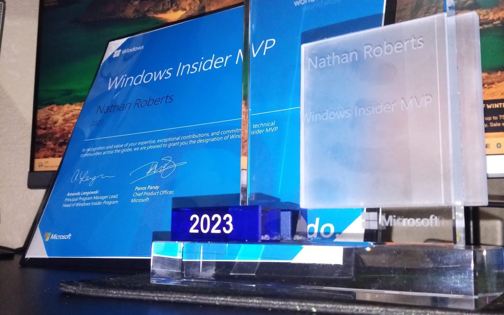 Image showing the Windows Insider MVP award